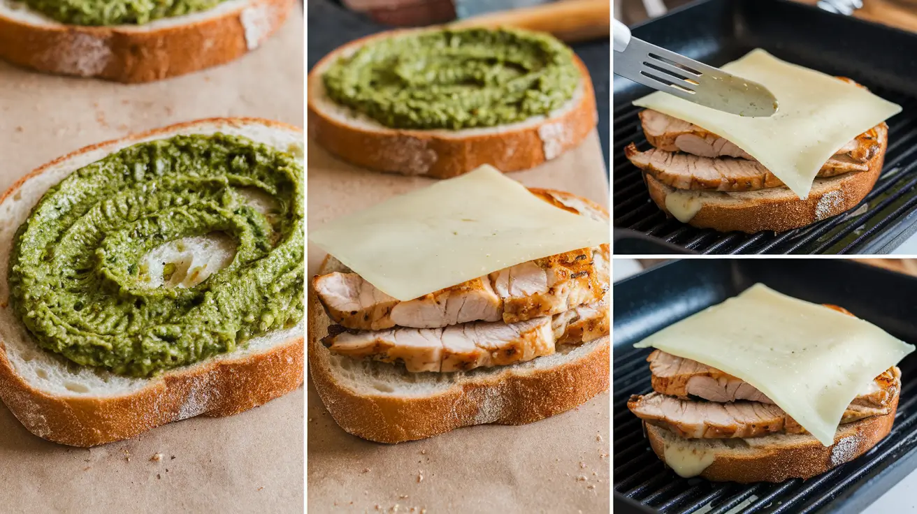 Steps for assembling a chicken pesto sandwich