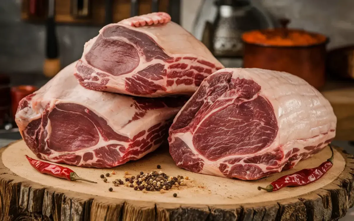 Goat shoulder and beef chuck meat cuts for birria