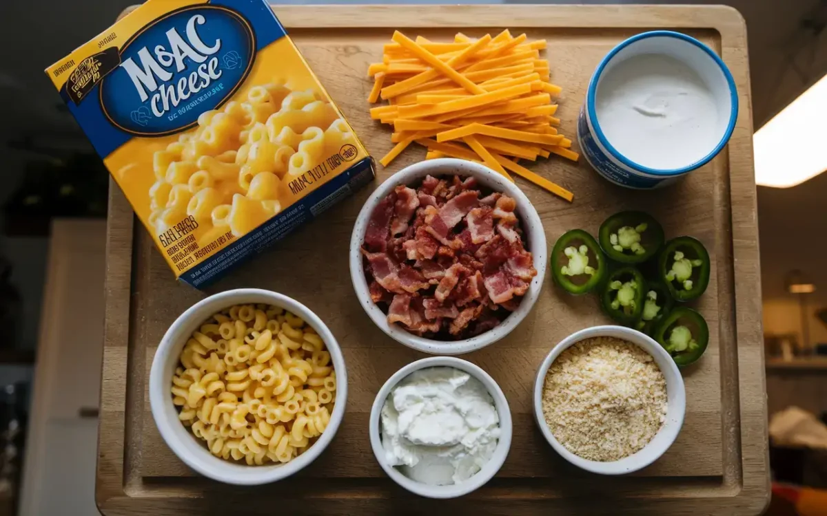Ingredients for boxed mac and cheese upgrade