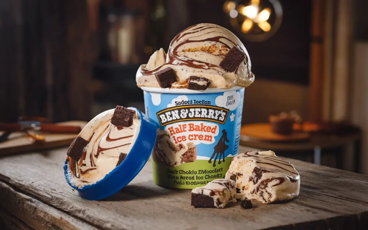 Ben and Jerry's Half Baked ice cream pint opened