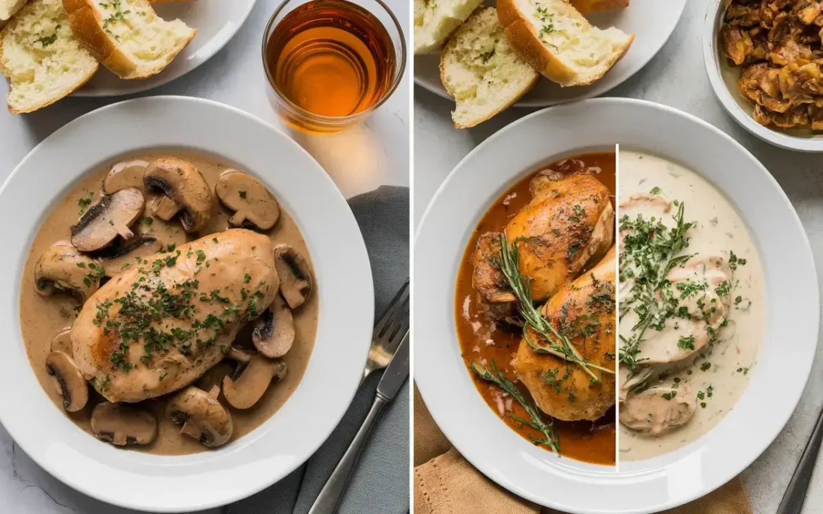Classic and creamy Chicken Marsala side-by-side comparison
