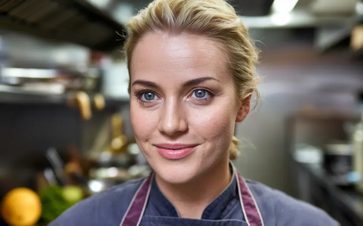 Use relevant keywords to describe the image, such as: "A chef preparing a delicious dish in a modern kitchen for Hightasty.com."