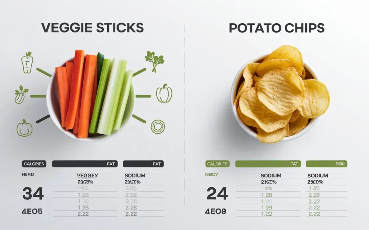Veggie sticks vs chips nutrition chart