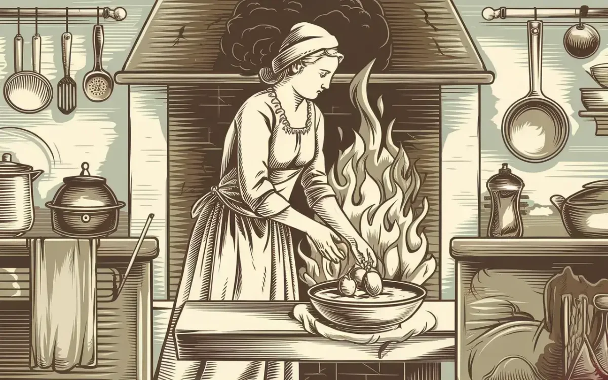 Vintage-style apple fritter preparation
