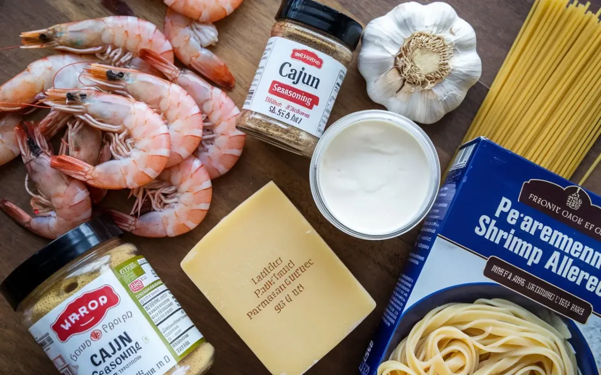 Ingredients for Cajun Shrimp Alfredo