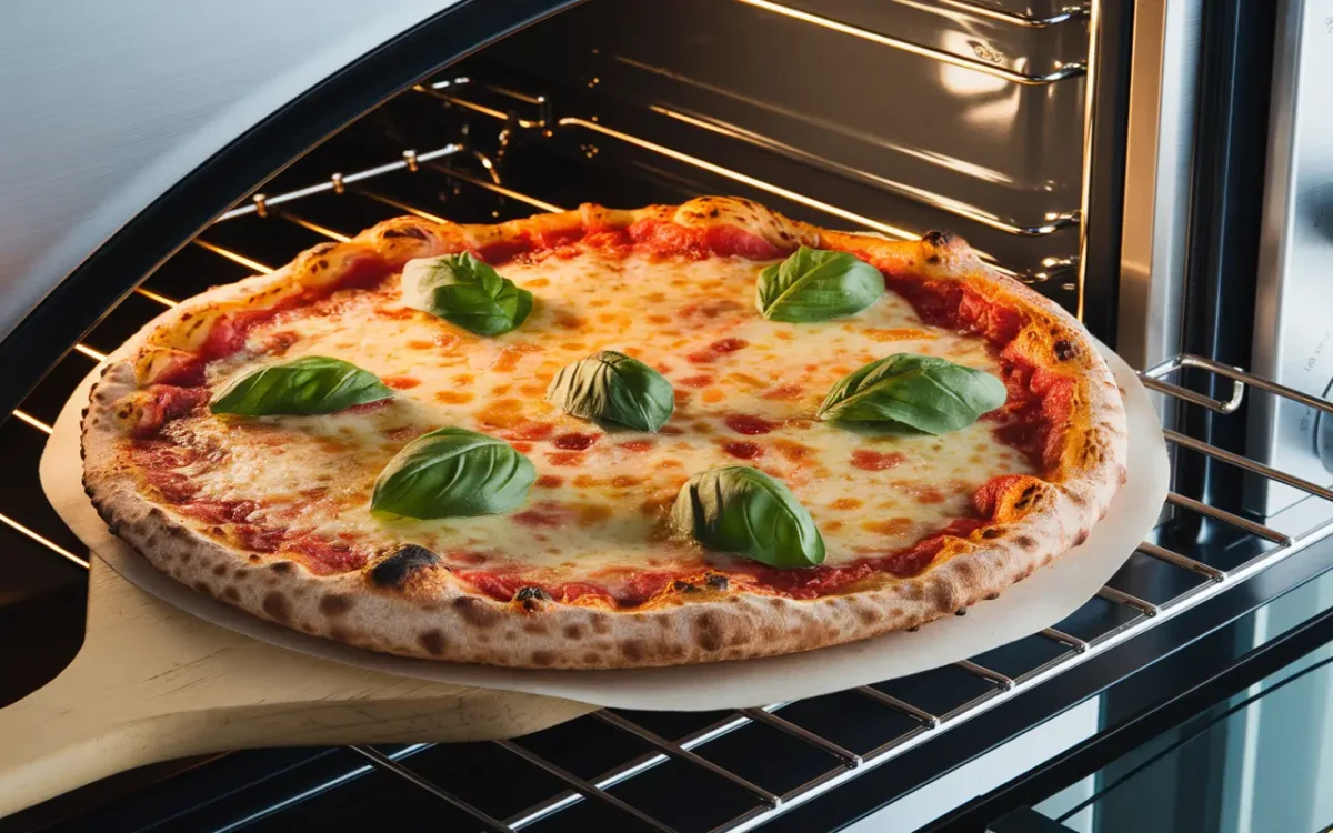 Wholly Pizza baking in oven