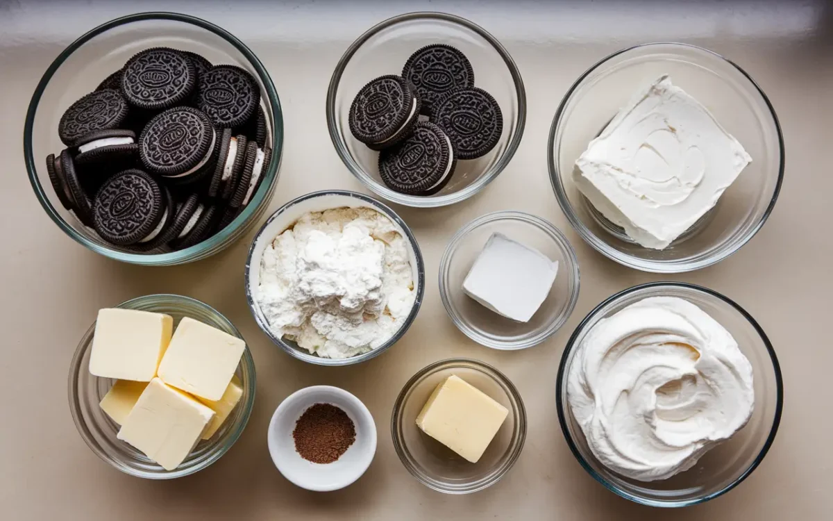 Ingredients for Oreo Cheesecake Bars