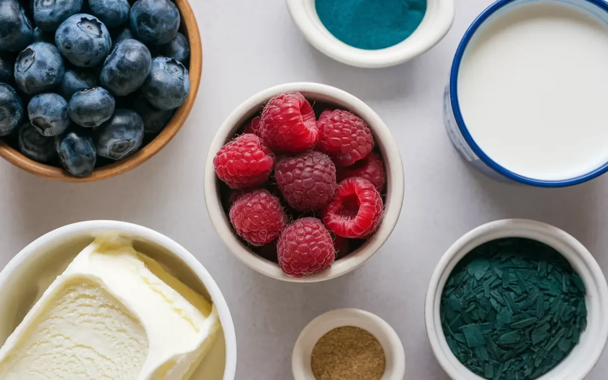 Ingredients for making a Grimace Shake