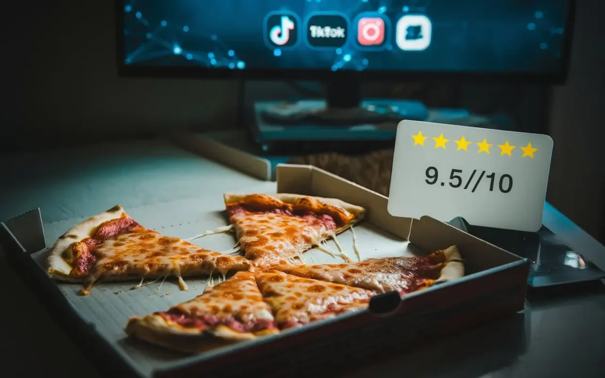 Pizza rating setup with review card