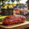 Smoked meatloaf with BBQ glaze on cutting board