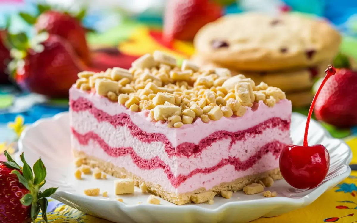 Strawberry shortcake ice cream bar