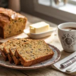 Serving keto zucchini bread with coffee