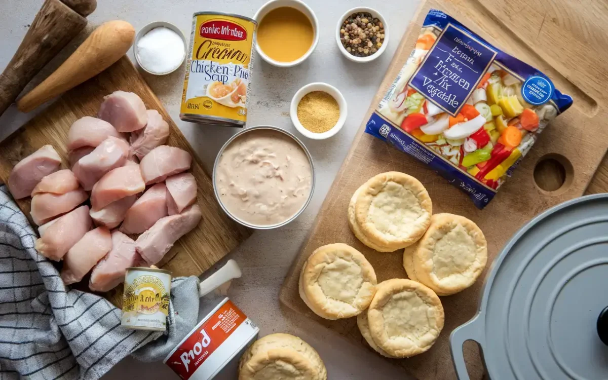 Ingredients for chicken pot pie casserole