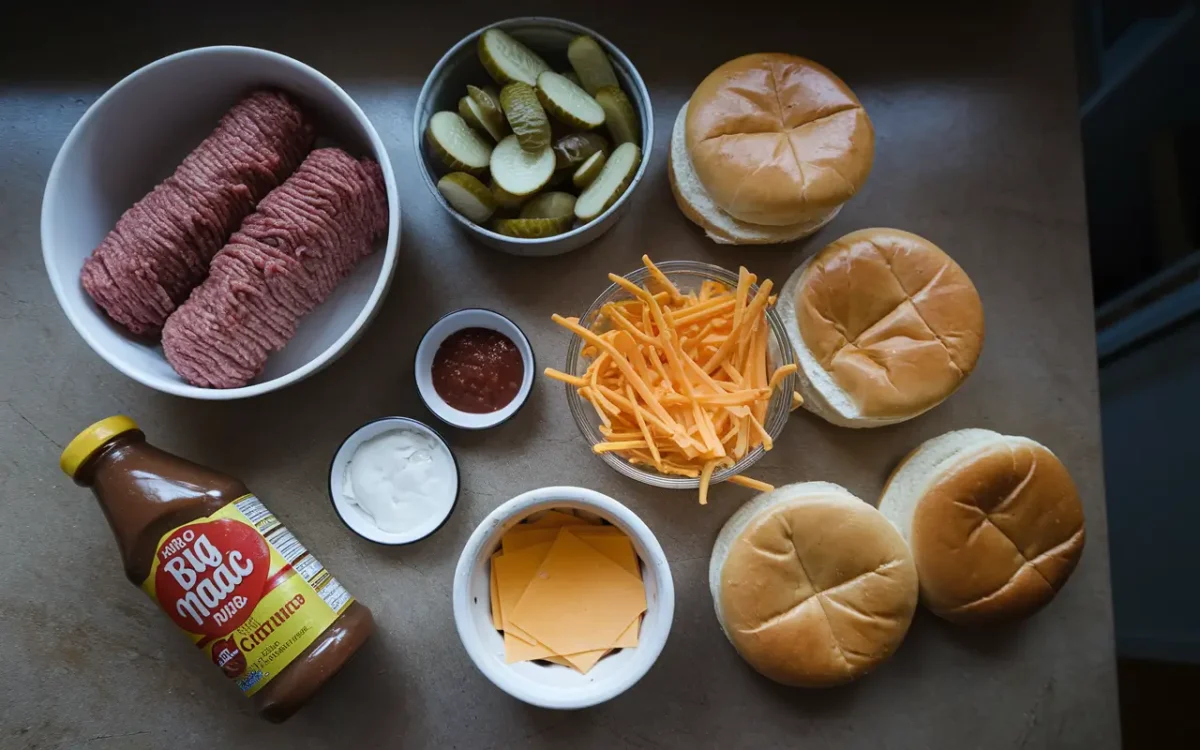 Ingredients for Big Mac casserole