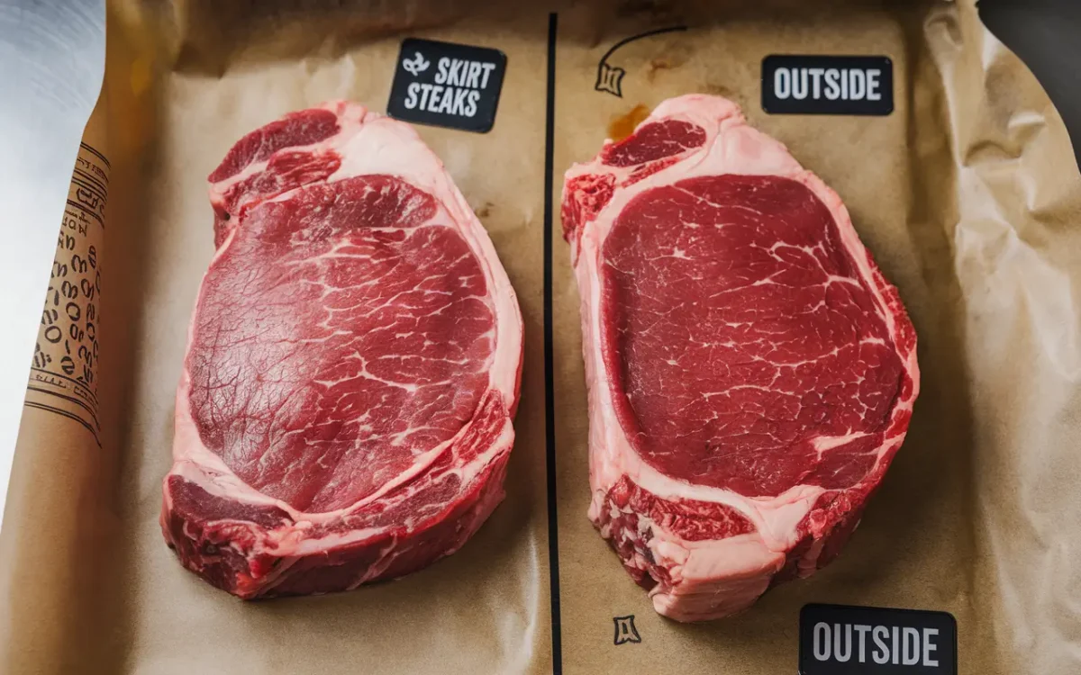 Inside vs outside skirt steak side by side