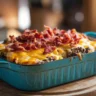 Keto cheeseburger casserole fresh out of the oven