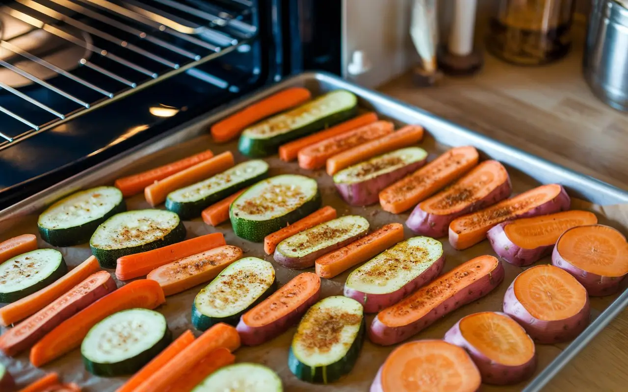 Homemade veggie sticks on a tray