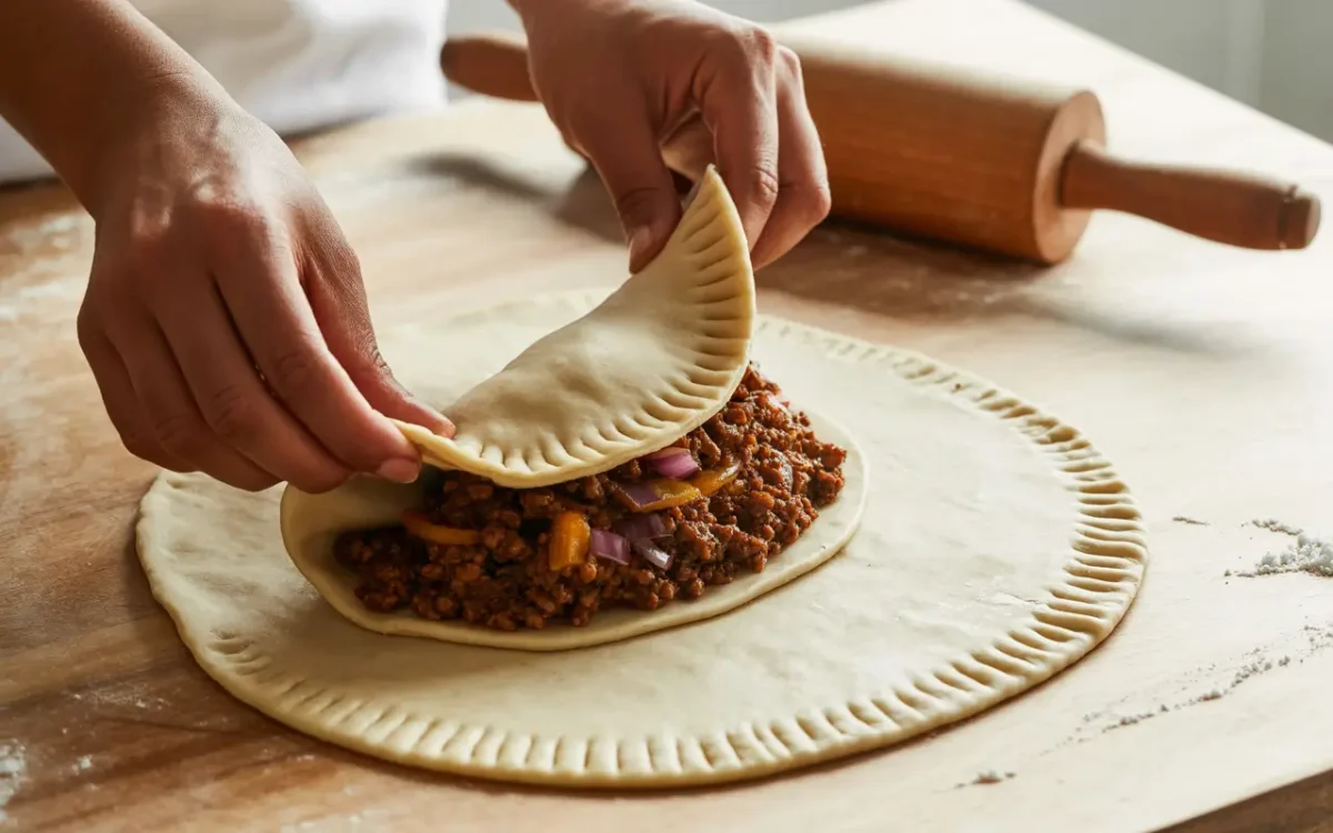 Folding beef empanadas