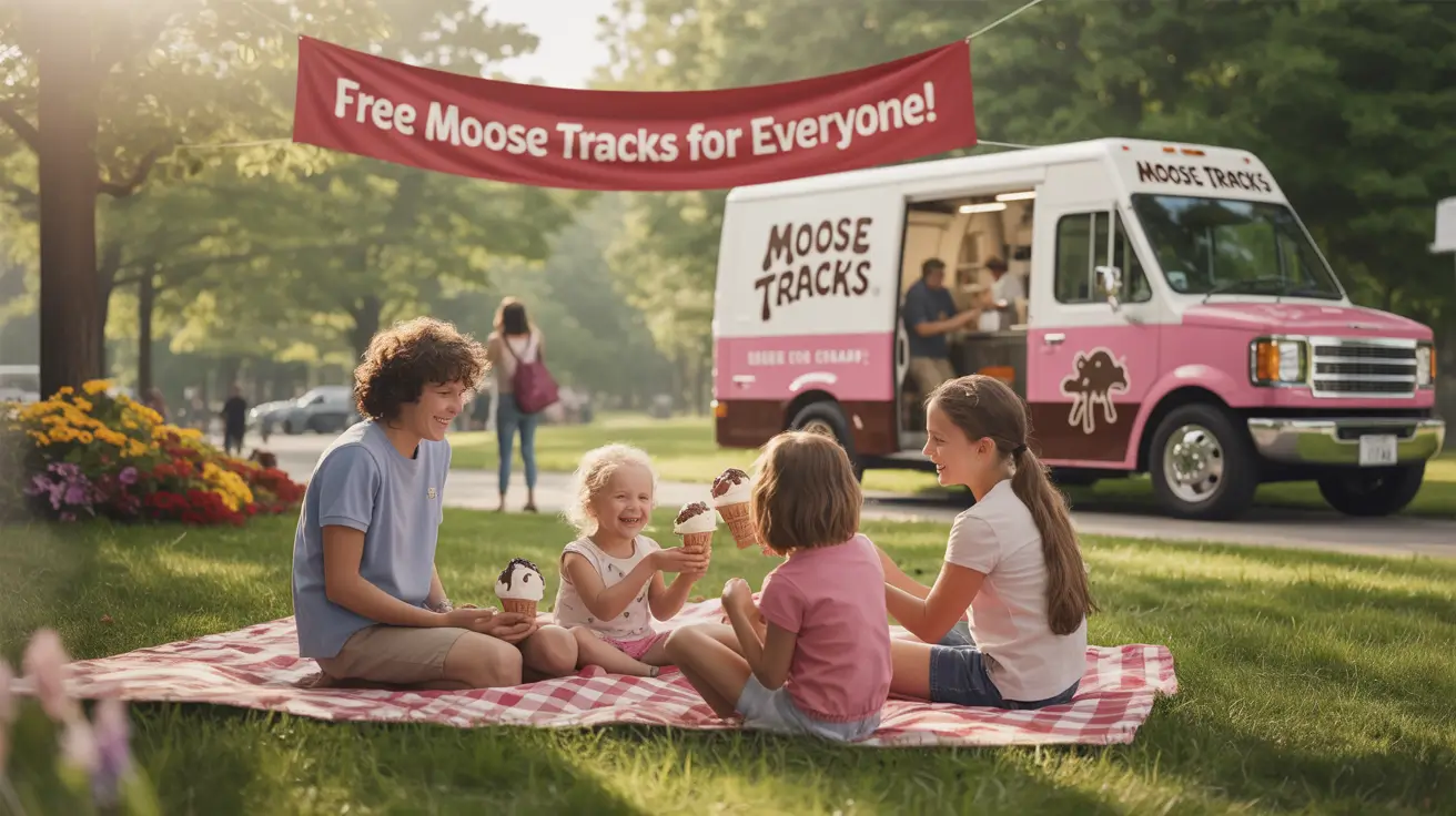 Families enjoying free ice cream at an event