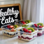 Meal prep containers with healthy breakfast options