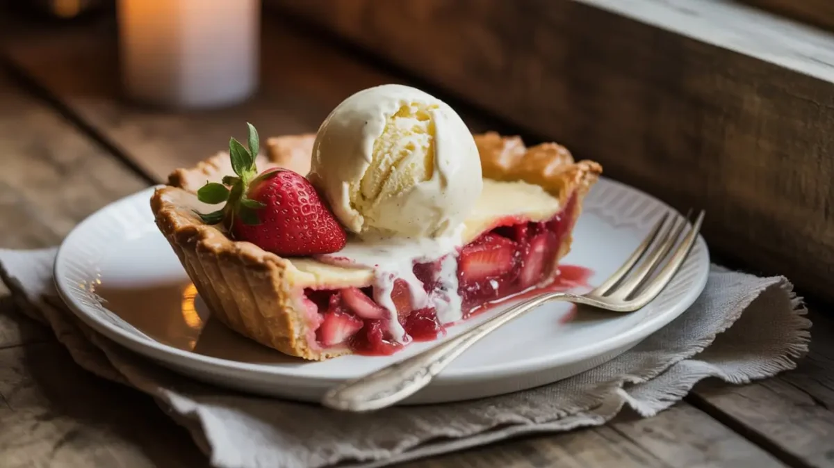 Slice of pie with ice cream