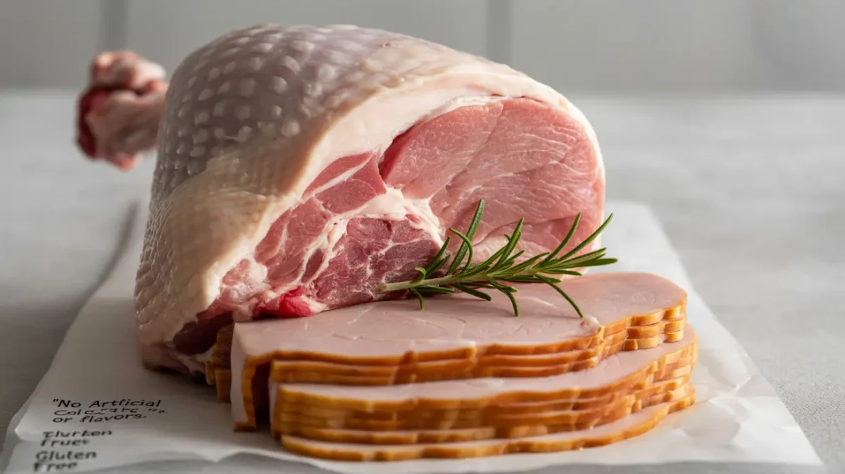 Raw turkey thigh and processed ham