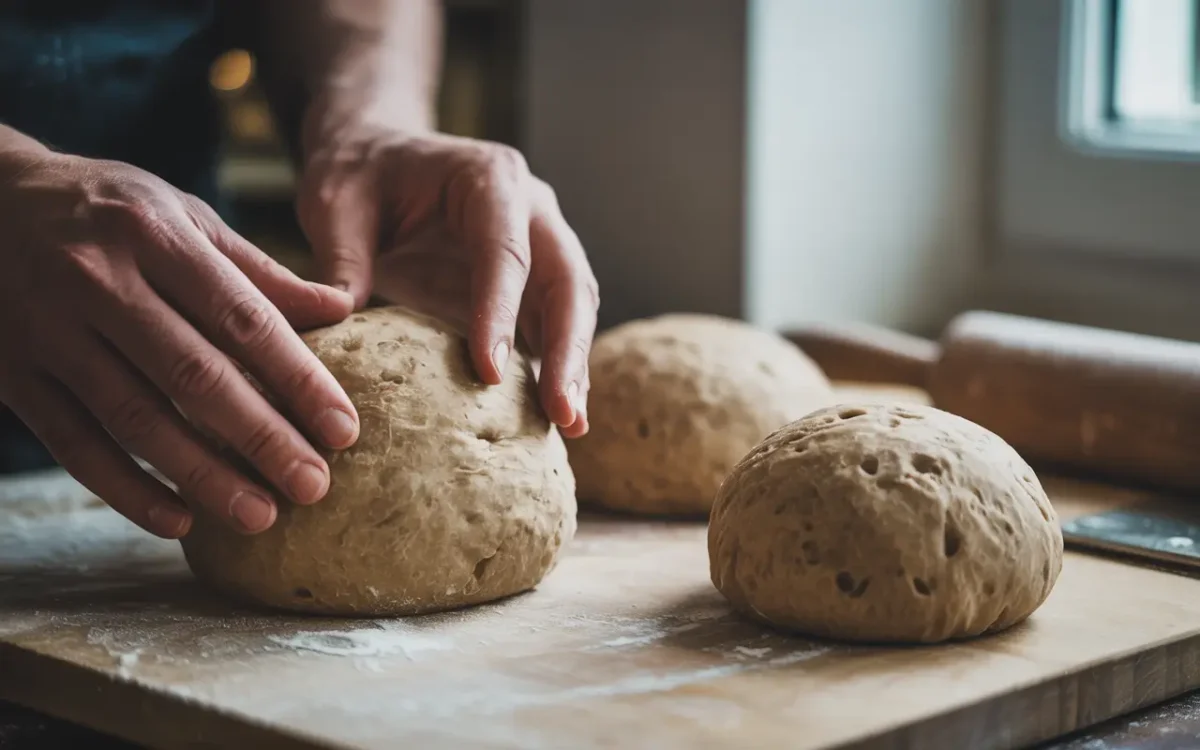 Shaping sourdough buns by hand