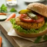 Simple Soybean Burgers with fresh veggies