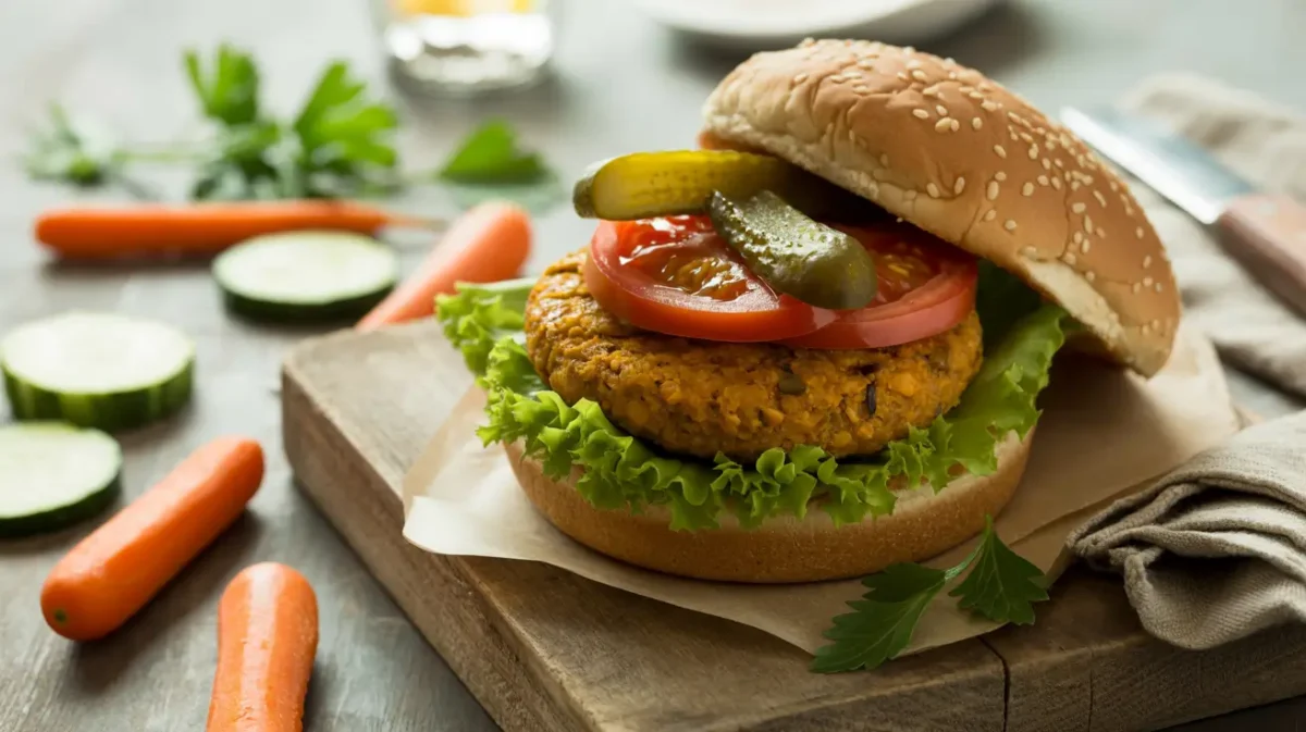 Simple Soybean Burgers with fresh veggies
