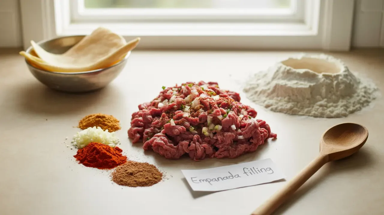 Empanada ingredients flat lay