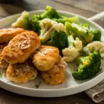 Keto nuggets with broccoli cauliflower salad