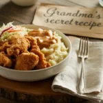 Homemade KFC bowl with a recipe card