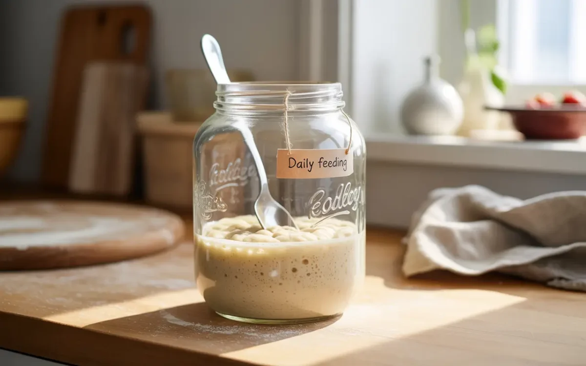 Feeding sourdough starter daily