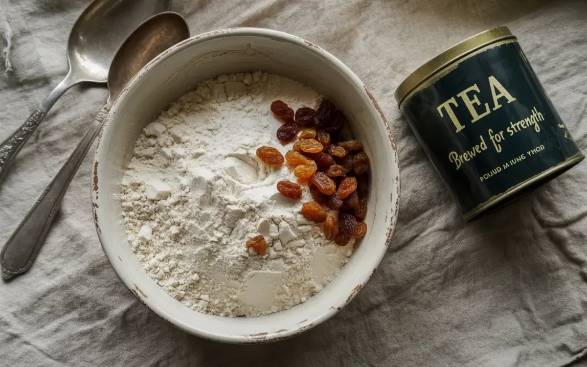 traditional wartime baking ingredients flatlay
