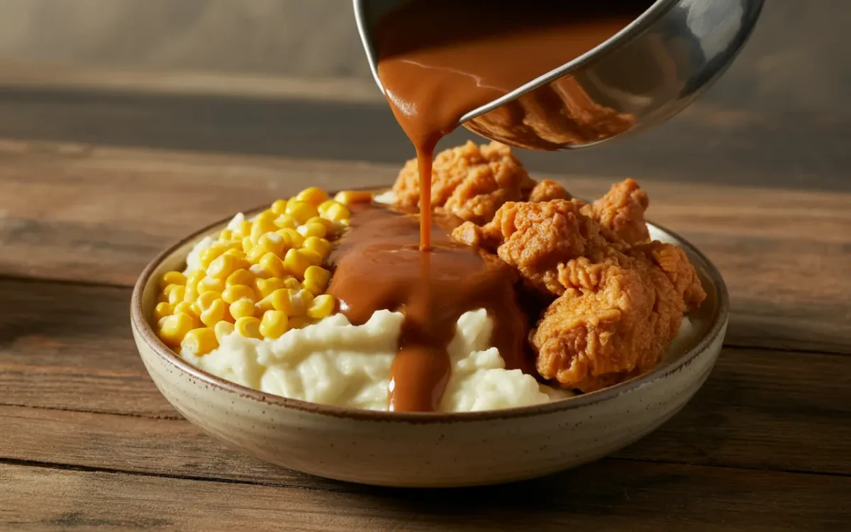 Step-by-step KFC bowl assembly