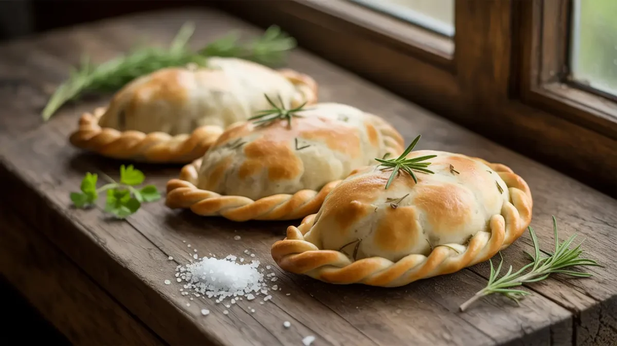 Beef sourdough empanadas recipe on rustic table