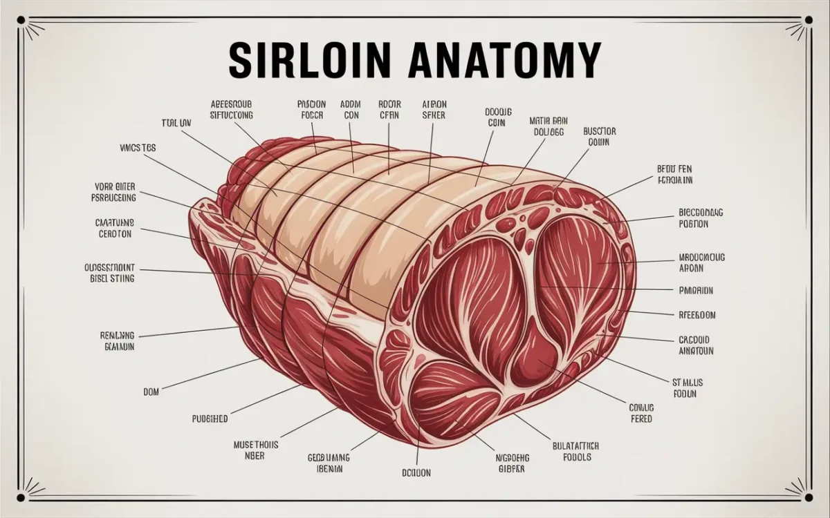 Diagram showing sirloin cap location on cow