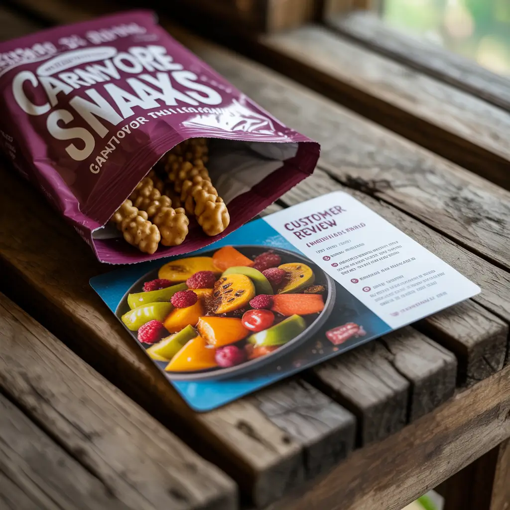  Carnivore Snax with handwritten customer feedback