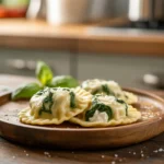 ricotta cheese and spinach ravioli