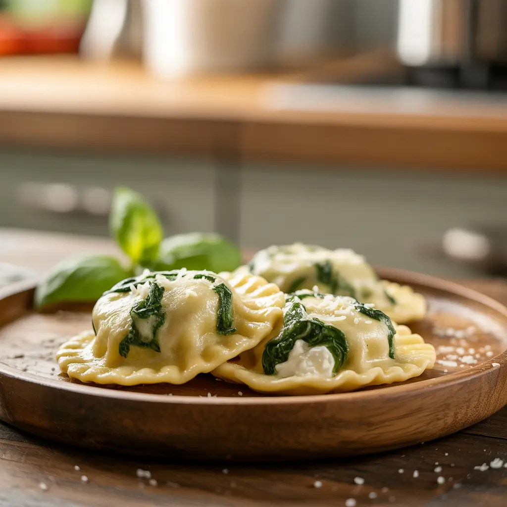 ricotta cheese and spinach ravioli