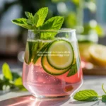 pink salt lemonade with mint and cucumber
