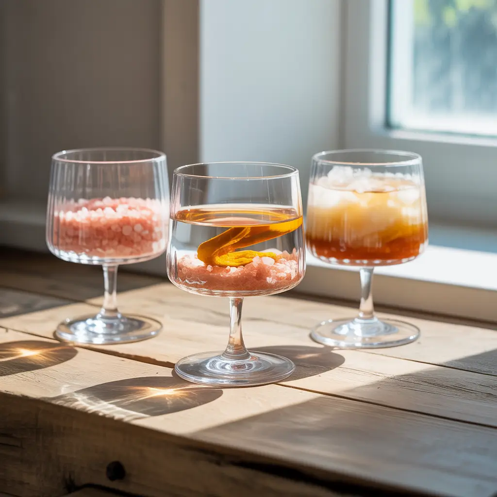 Variations of Japanese pink salt trick in three glasses