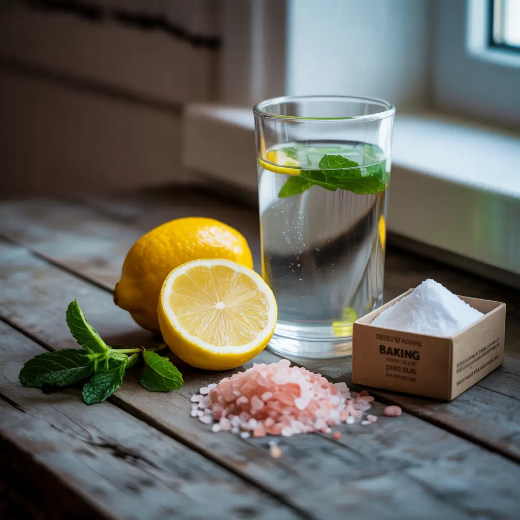 pink salt lemon baking soda detox drink