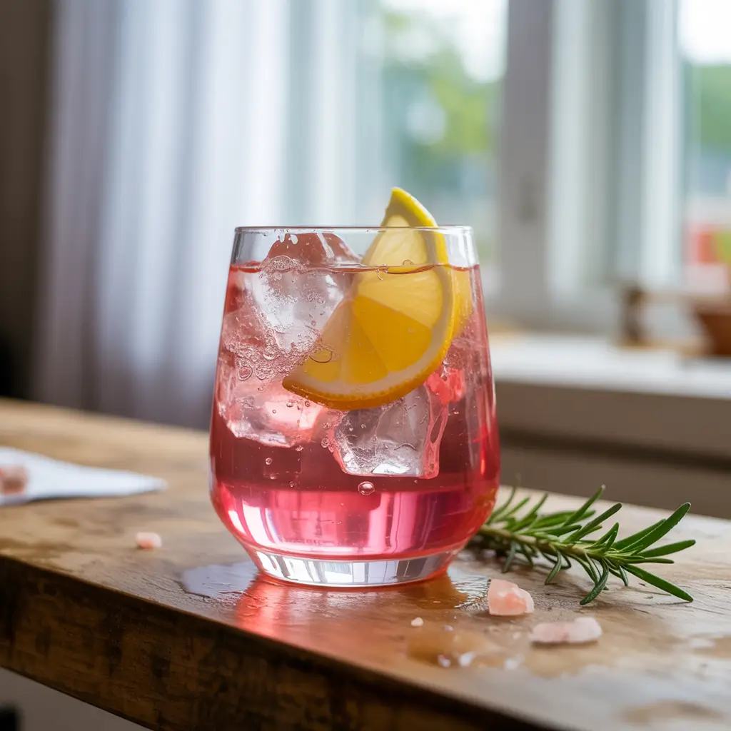 Pink salt diet recipe detox drink with lemon and ice