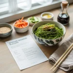 wakame seaweed salad recipe card and finished dish