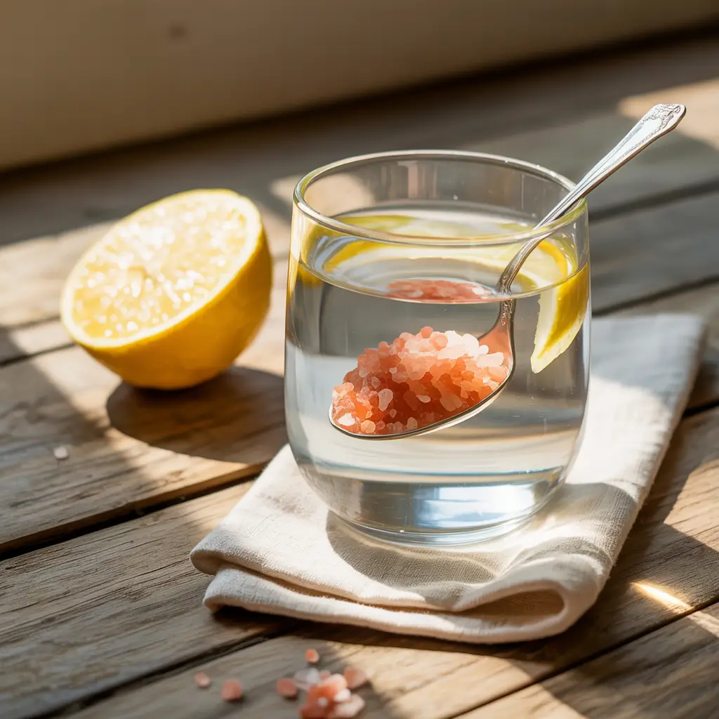 Preparing the three ingredient pink salt trick