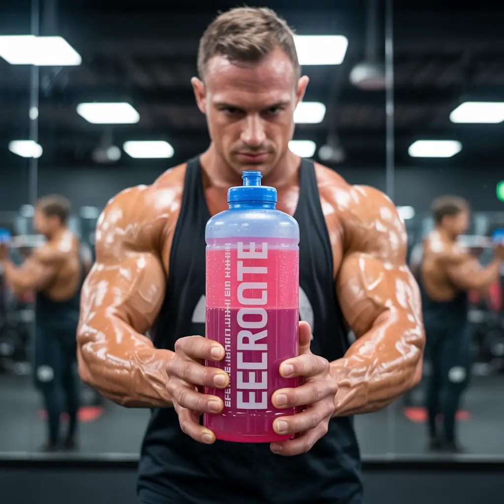 bodybuilder using pink salt for hydration