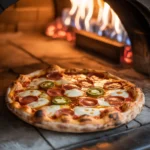 Hot Honey Magnifico Pizza baking with melted cheese and pepperoni cups