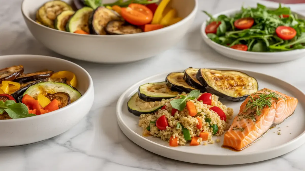Low FODMAP recipes – healthy dinner spread