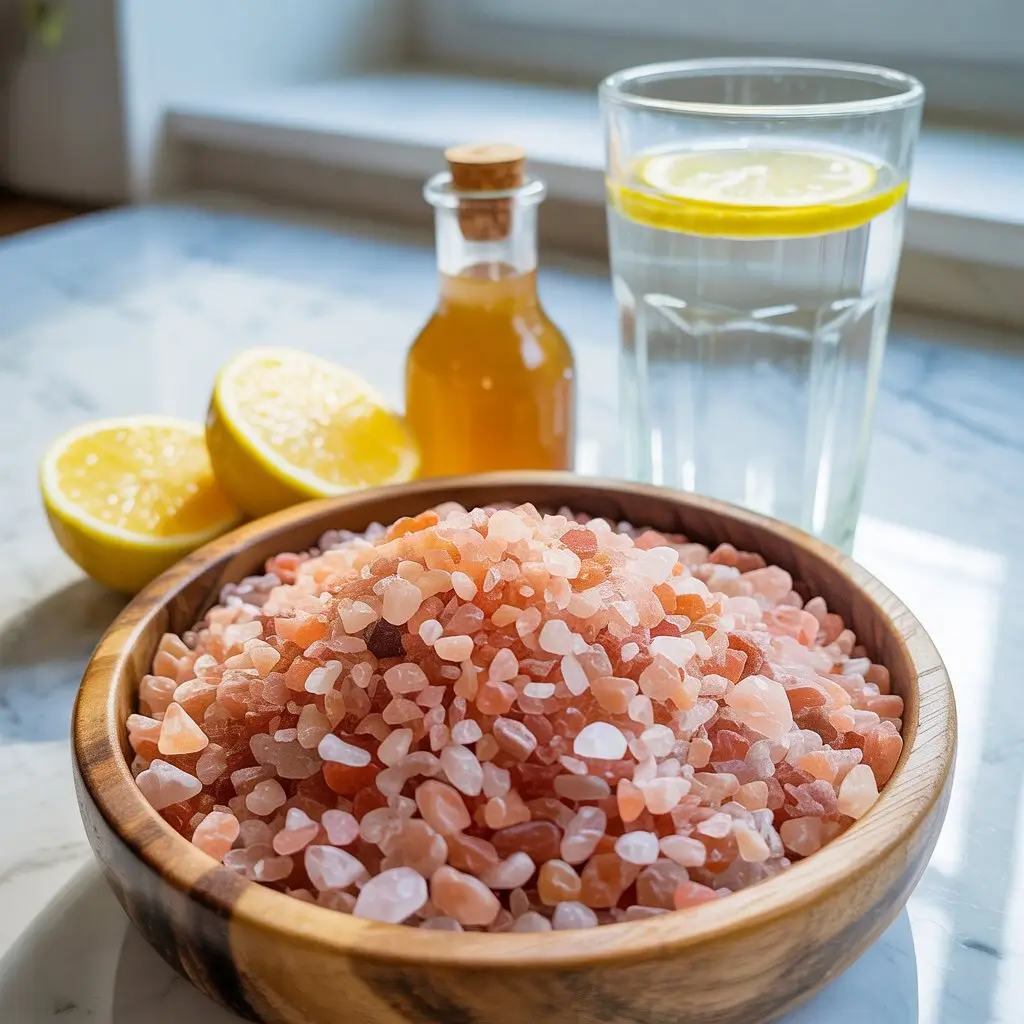 Himalayan pink salt with lemon and apple cider vinegar for the pink salt recipe benefits